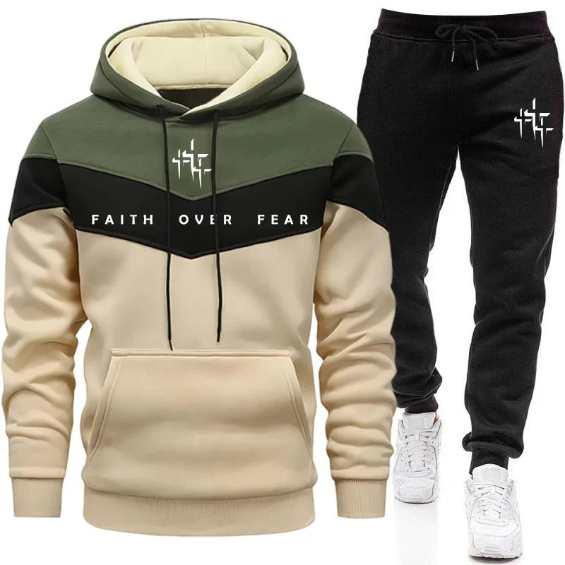 Winter Clothing Men - Conjunto Masculino Faith Over Fear: Moletom