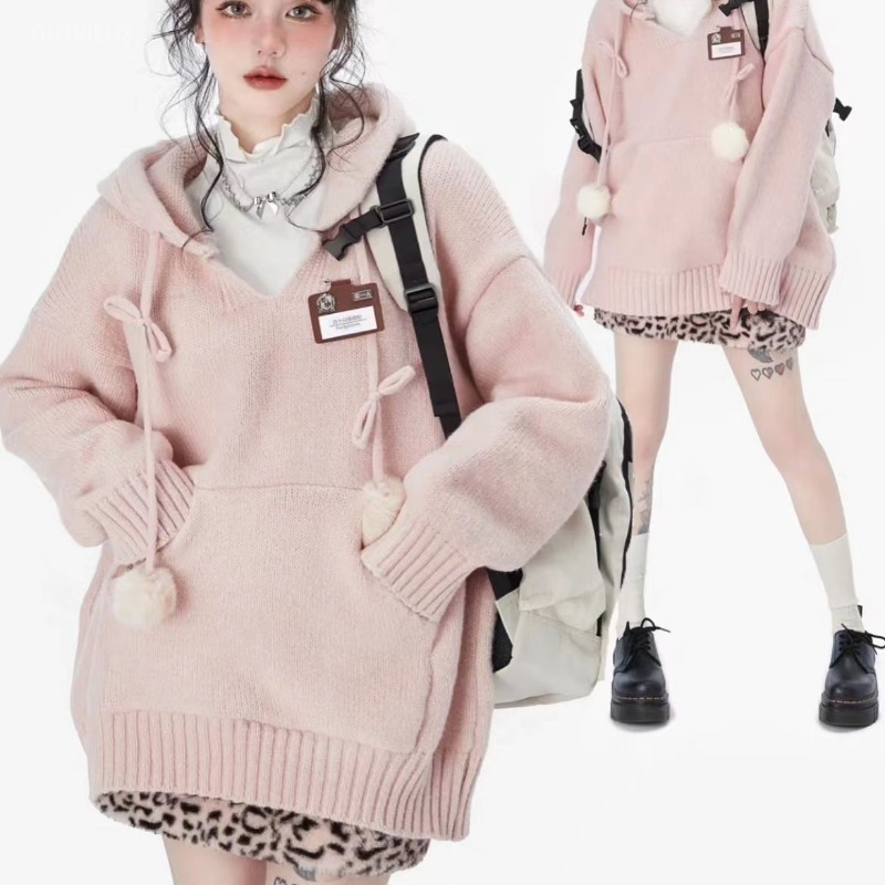Winter Clothing Drawing - Estilo preppy y2k suéteres com capuz