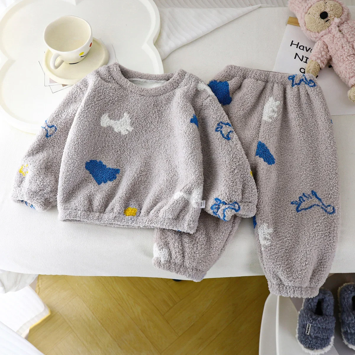 Winter Clothing Baby Boy - Pijama grosso de lã quente infantil,