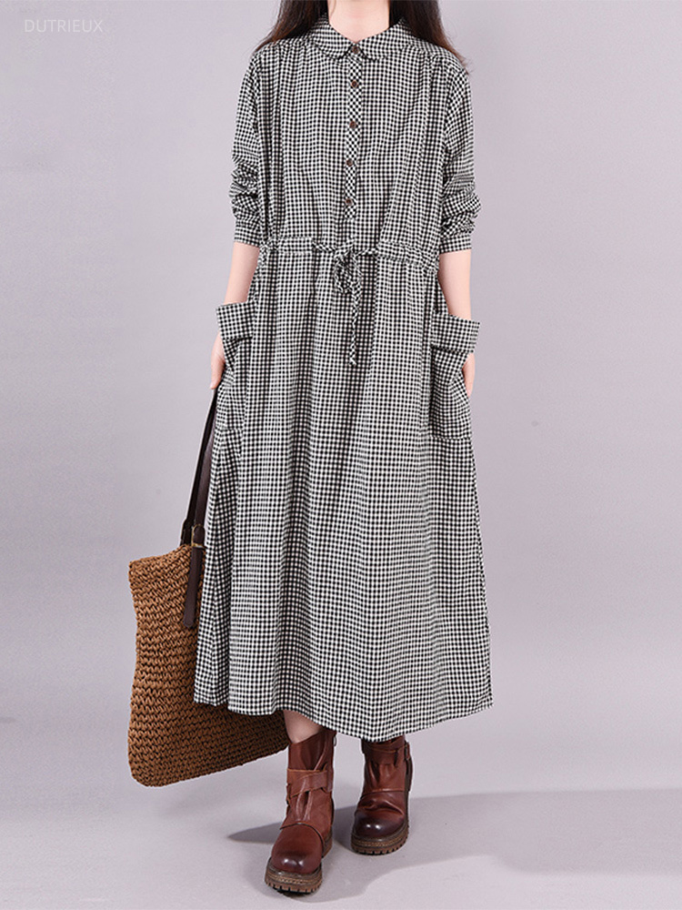 Winter Clothing Drawing - Moda vintage vestido xadrez desenhar cordão