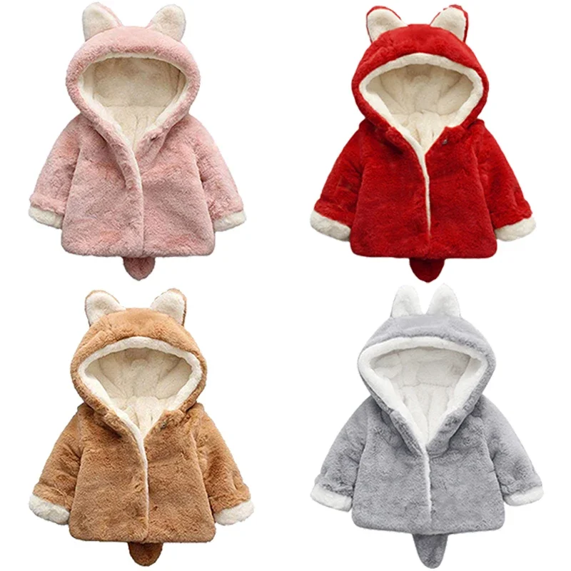 Winter Clothing For Baby Girl - Cute Cat Ears Plush Baby Jacket,