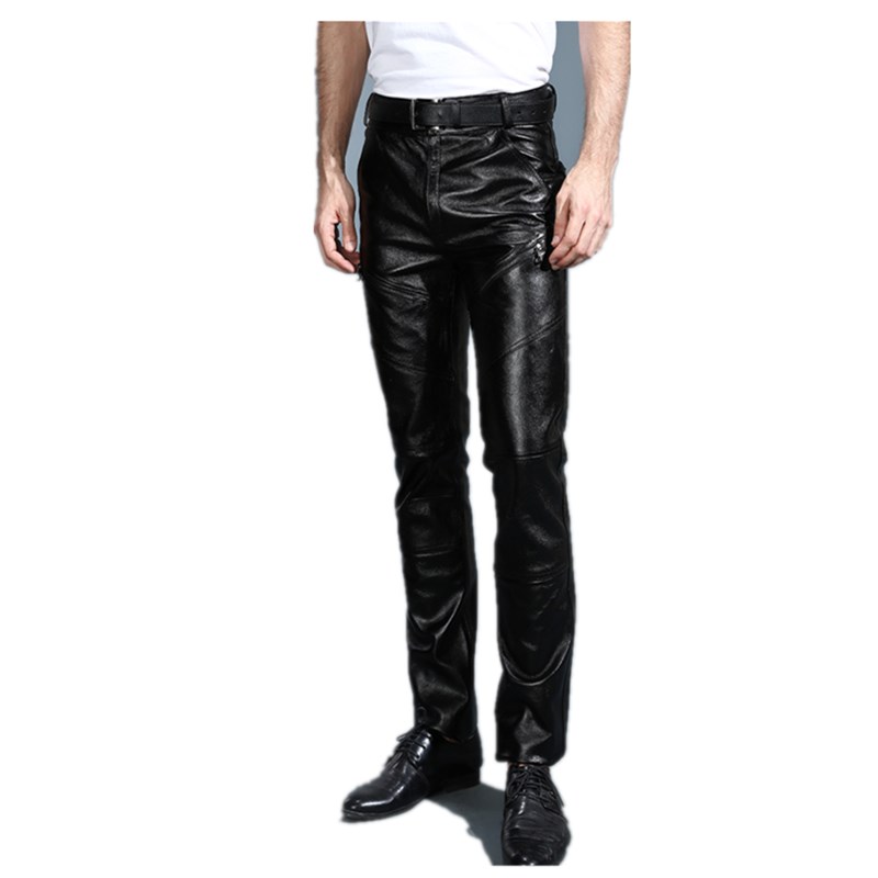 Calças de couro genuíno dos ho - Winter Clothing Layers avaliação e preço