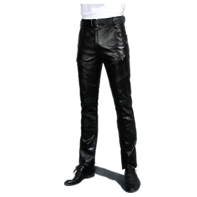 Calças de couro genuíno dos ho - Winter Clothing Layers avaliação e preço