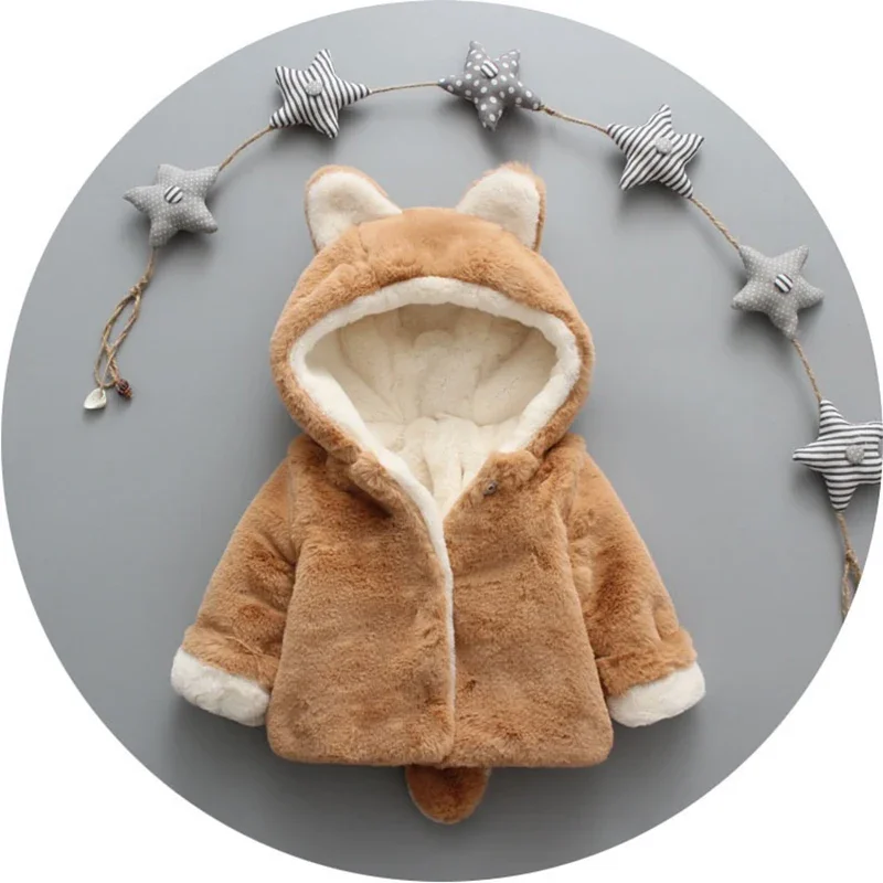 Cute Cat Ears Plush Baby Jacke - Winter Clothing For Baby Girl avaliação e preço