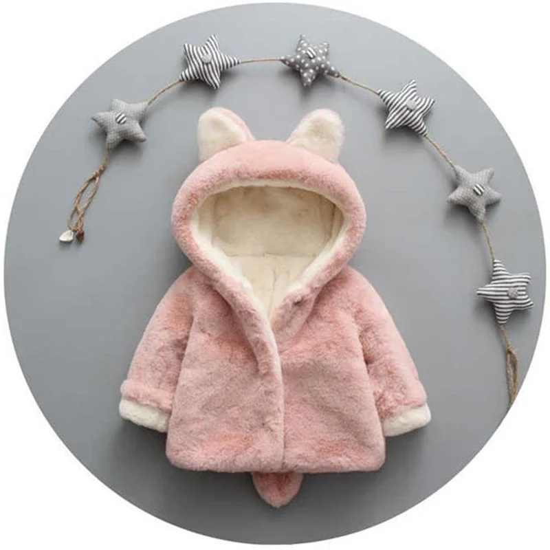Cute Cat Ears Plush Baby Jacke - Winter Clothing For Baby Girl avaliação e preço